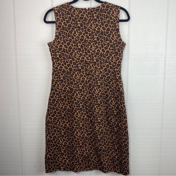Lands End Sleeveless Leopard Print Knee Length Dress Pockets Size 4 - Picture 2 of 7